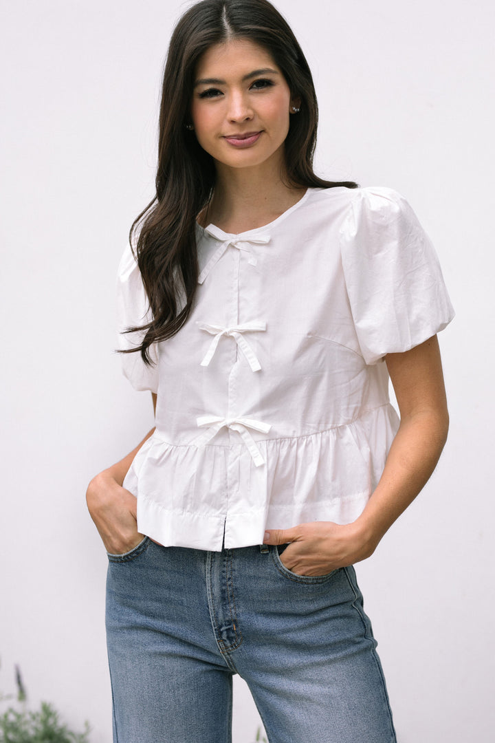 Blaire Puff Sleeve Bow Blouse