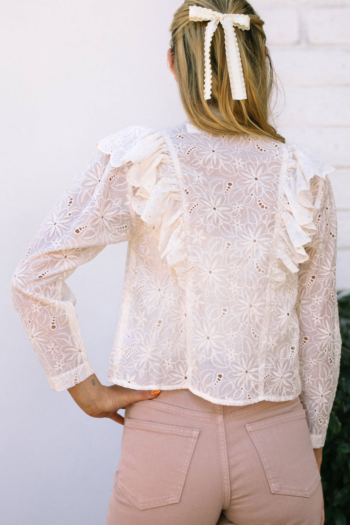 Mara Eyelet Ruffled Blouse