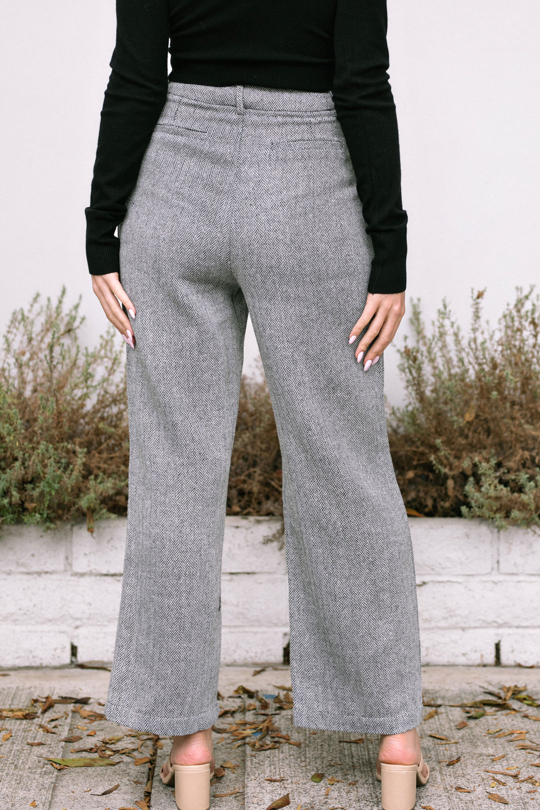 Abigail Herringbone Woven Trousers