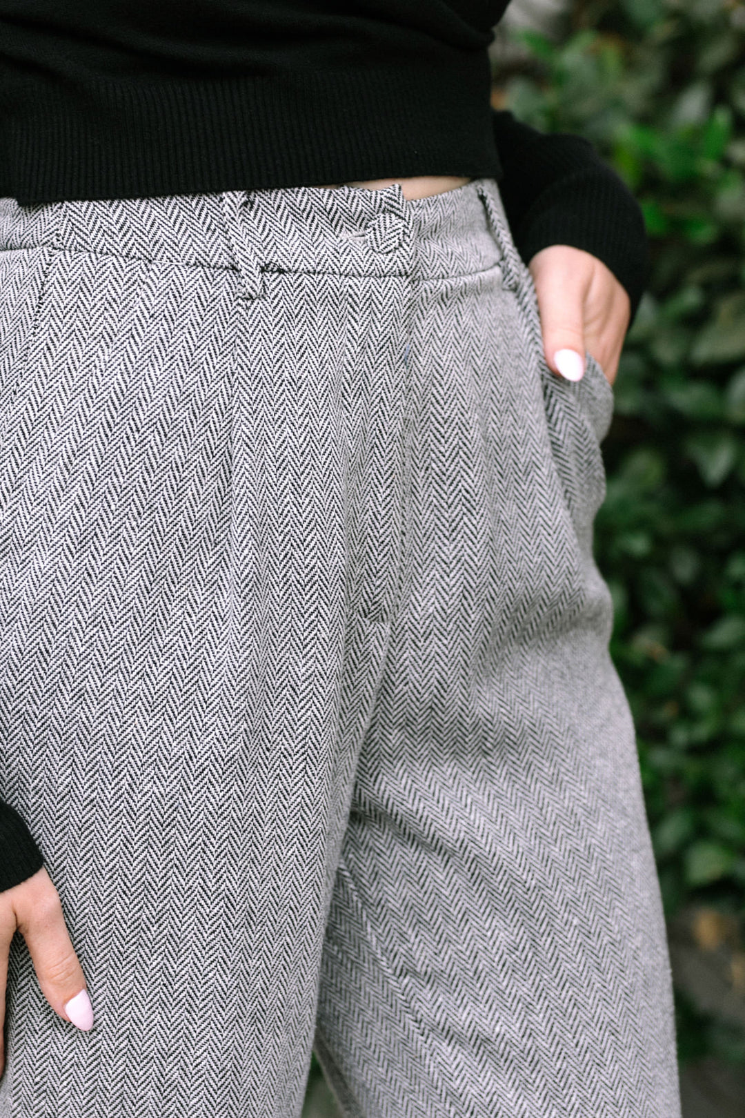 Abigail Herringbone Woven Trousers