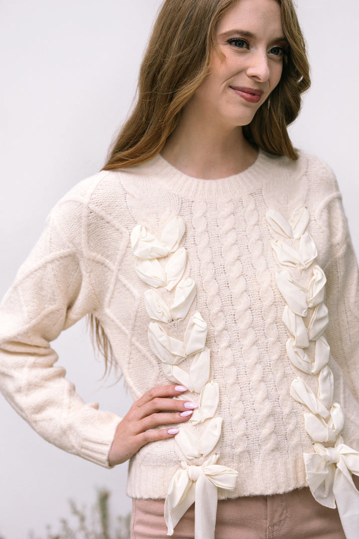 Cece Cable Knit Bow Sweater