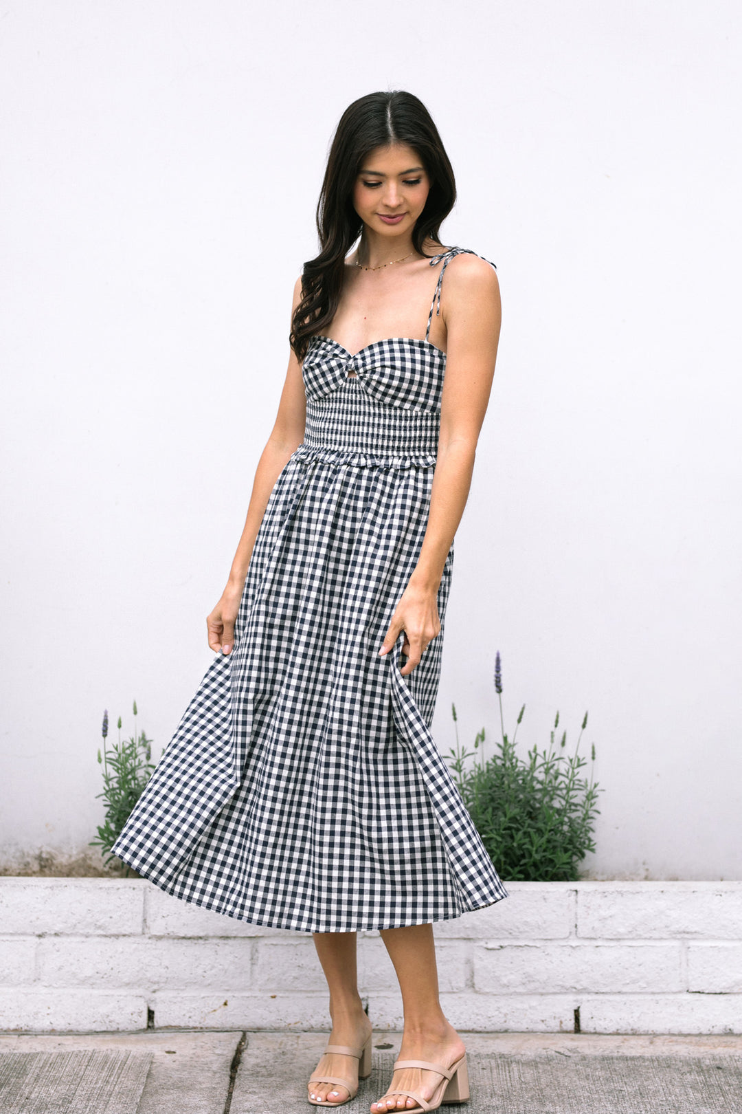 Janice Gingham Midi Dress