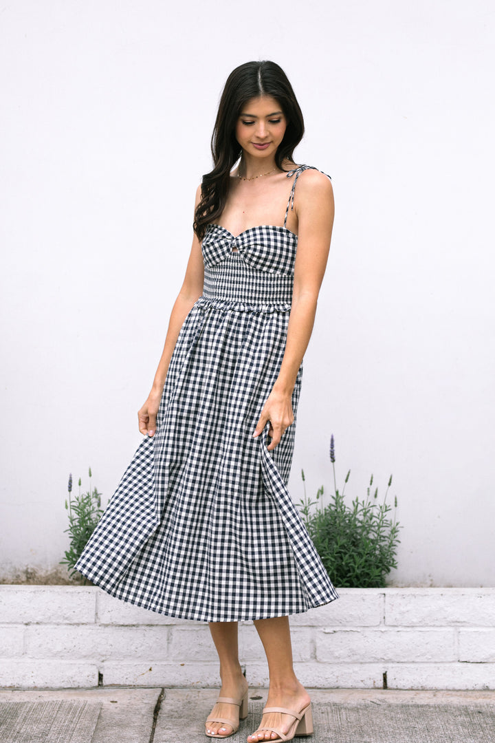 Janice Gingham Midi Dress