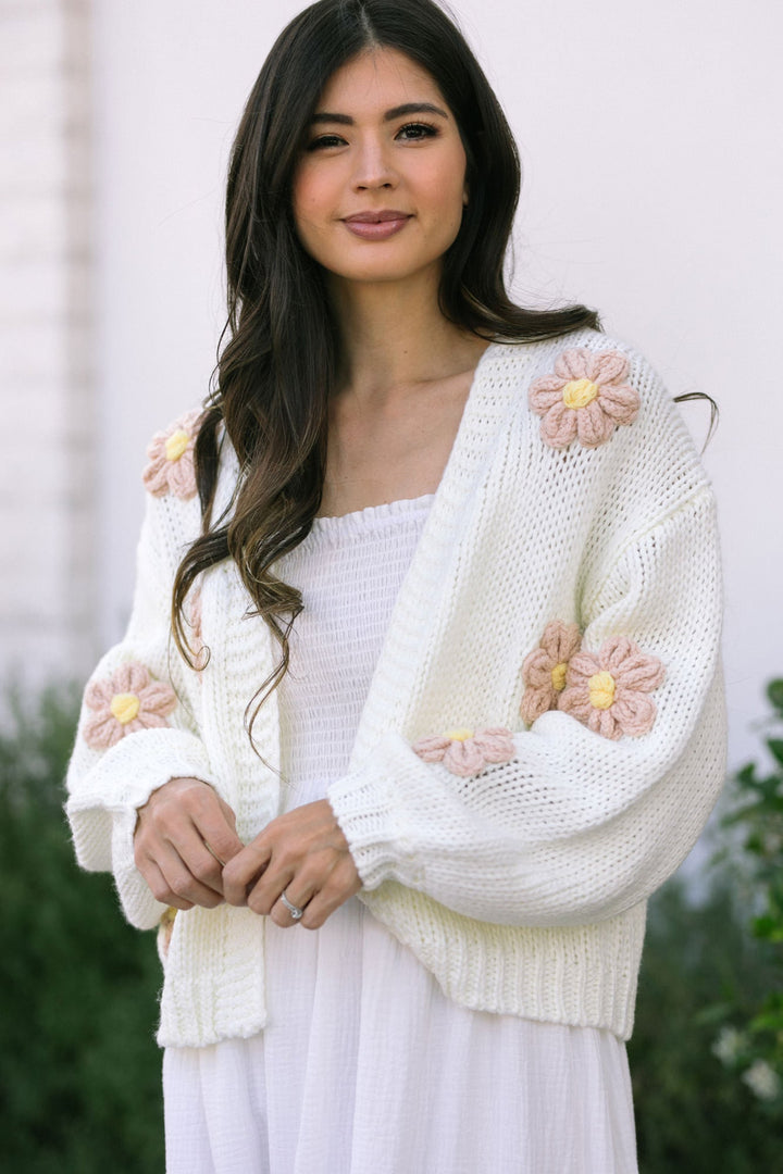 Angela Floral Knit Cardigan