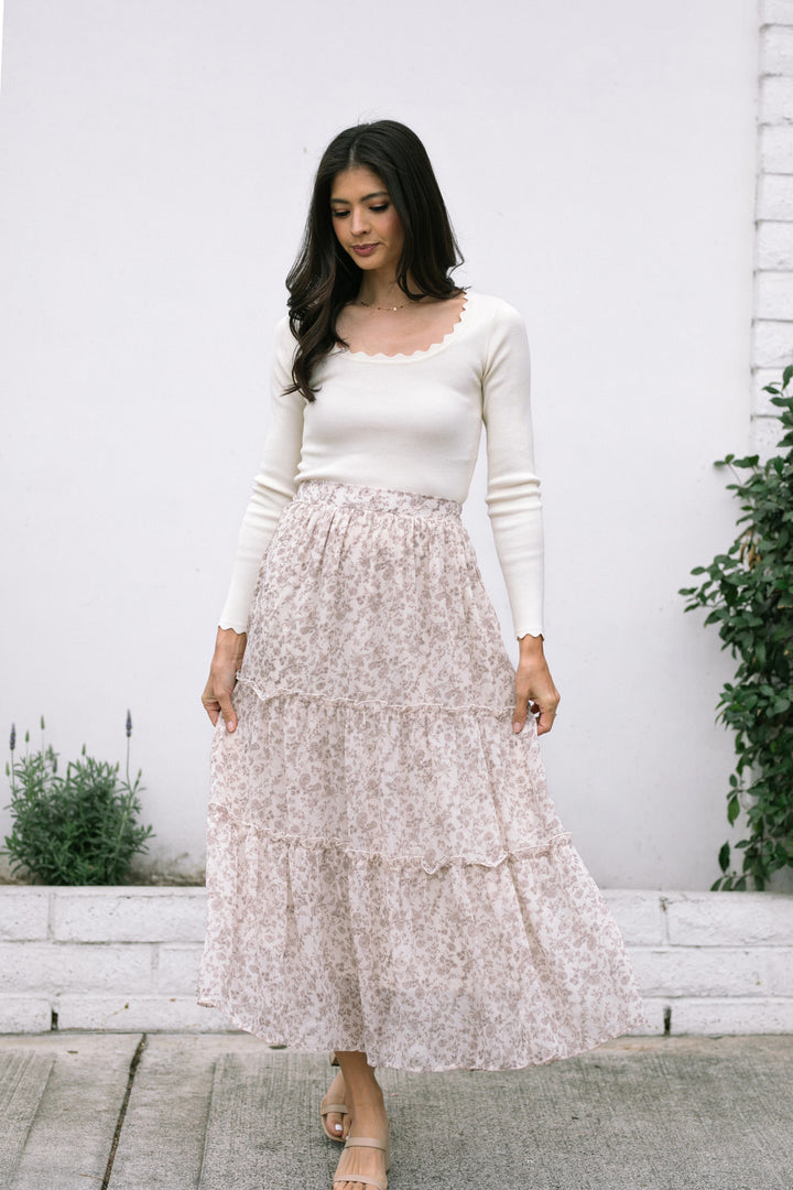 Perla Floral Tiered Skirt