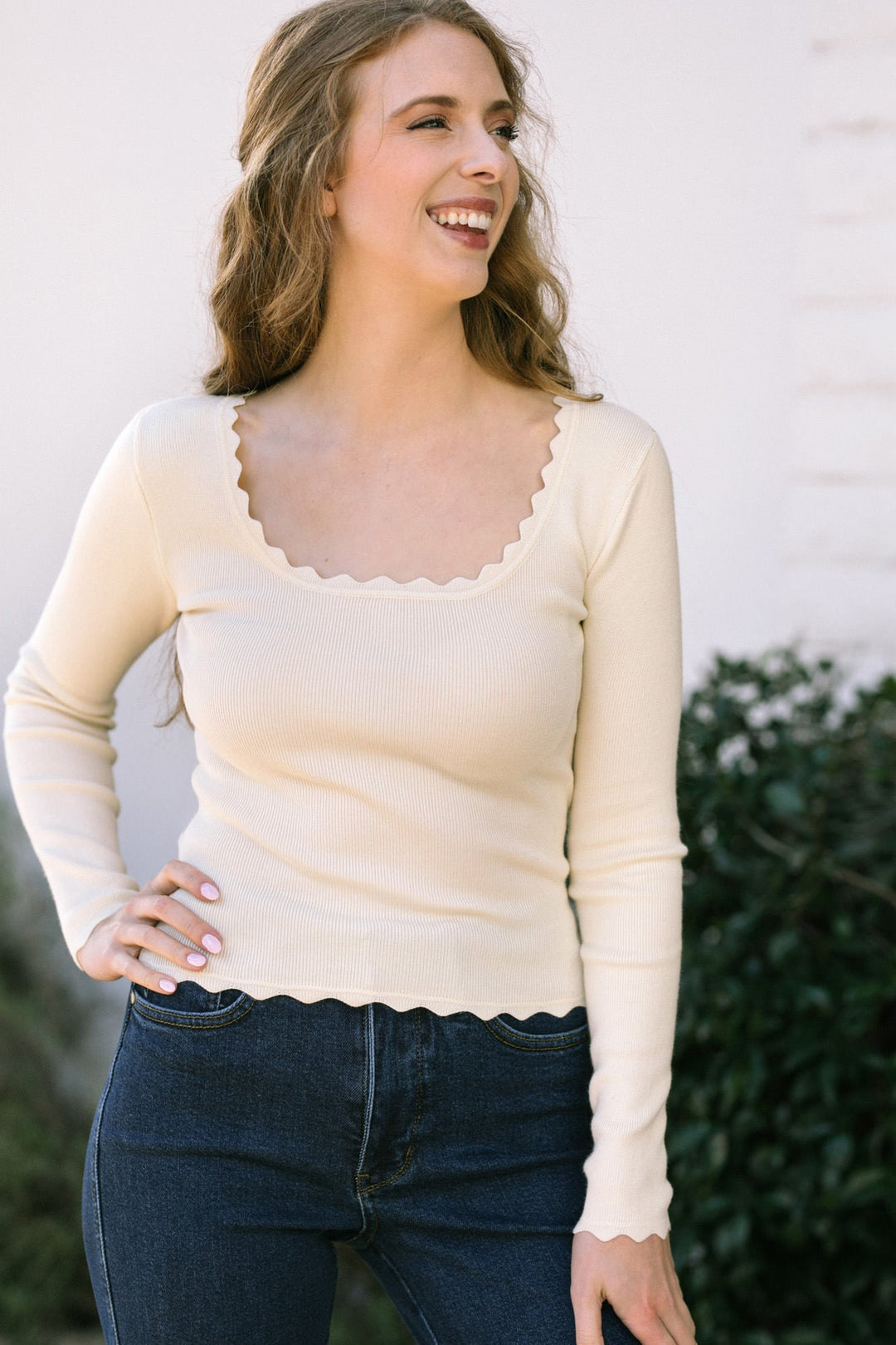 Mandy Scalloped Long Sleeve