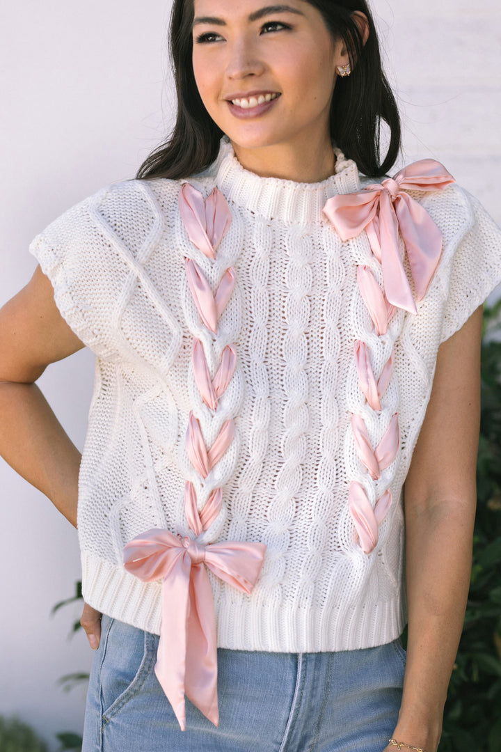 Martha Bow Cable Knit Top