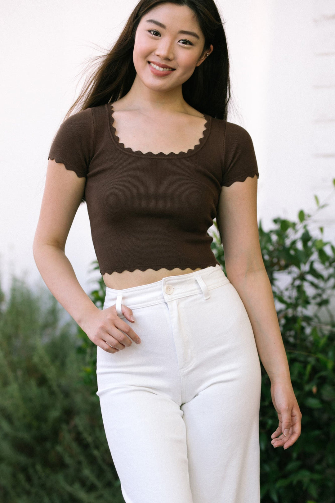 Sharon Scalloped Cropped Top