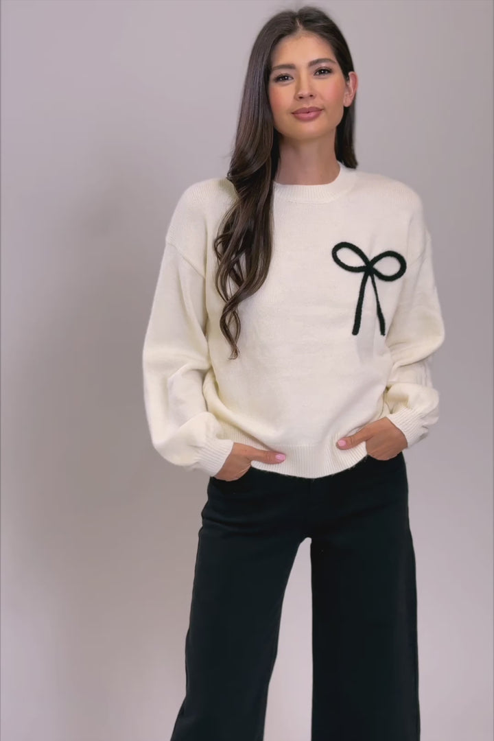 Leanne Bow Embroidered Sweater