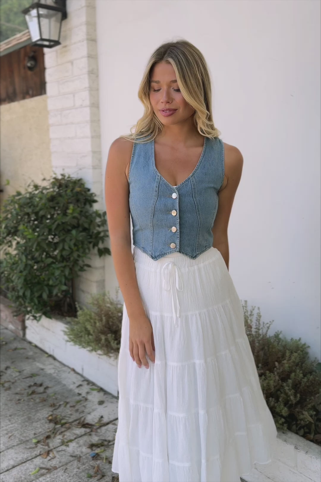 Pacey Buttoned Denim Vest