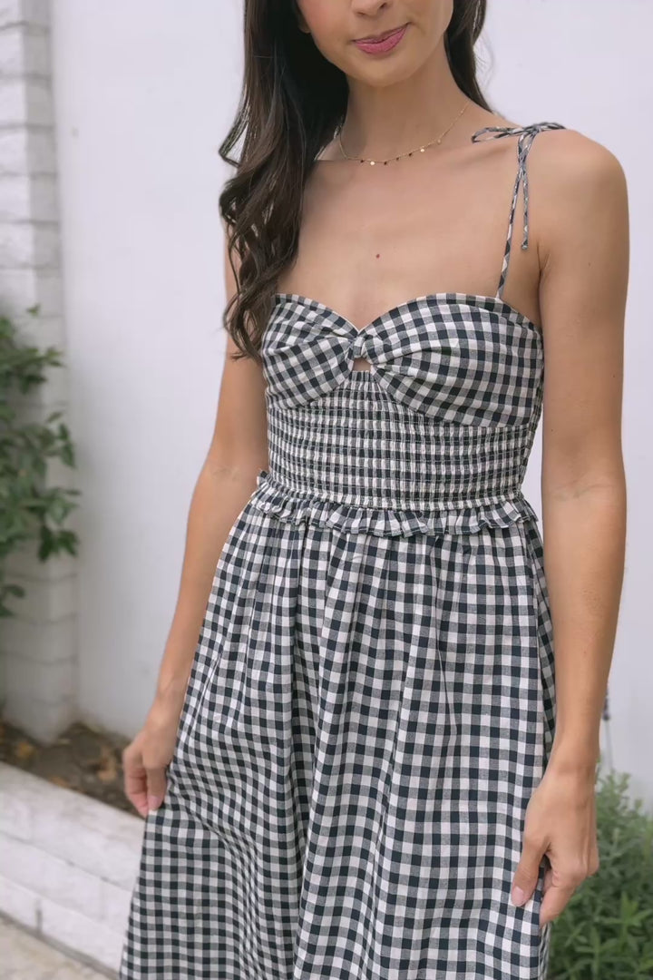 Janice Gingham Midi Dress