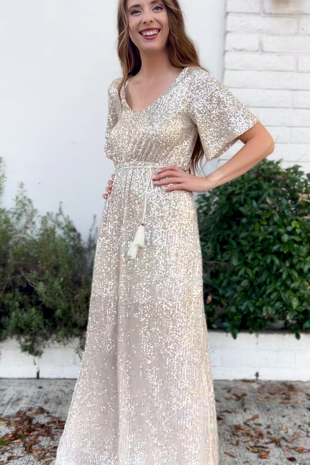 Celia Silver Sequin Maxi Dress