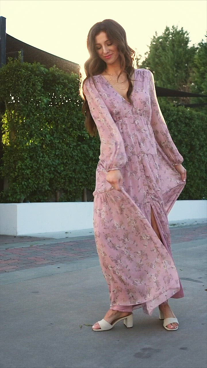 Helena Long Sleeve Floral Maxi Dress